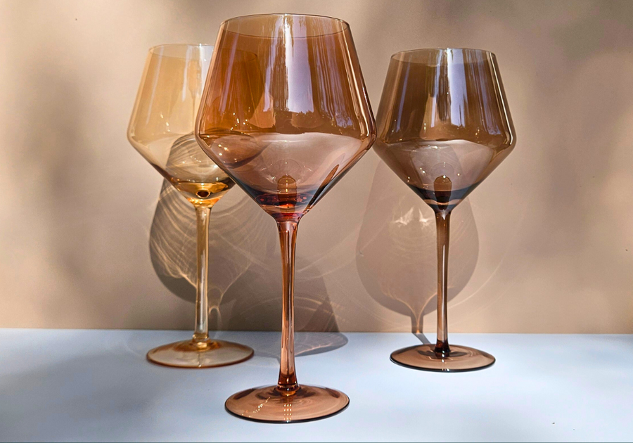Mila Zuzu and Kiki nude-tone wine glass set.